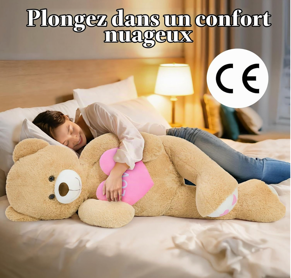 Ours en Peluche Géant avec Cœur “Love”
