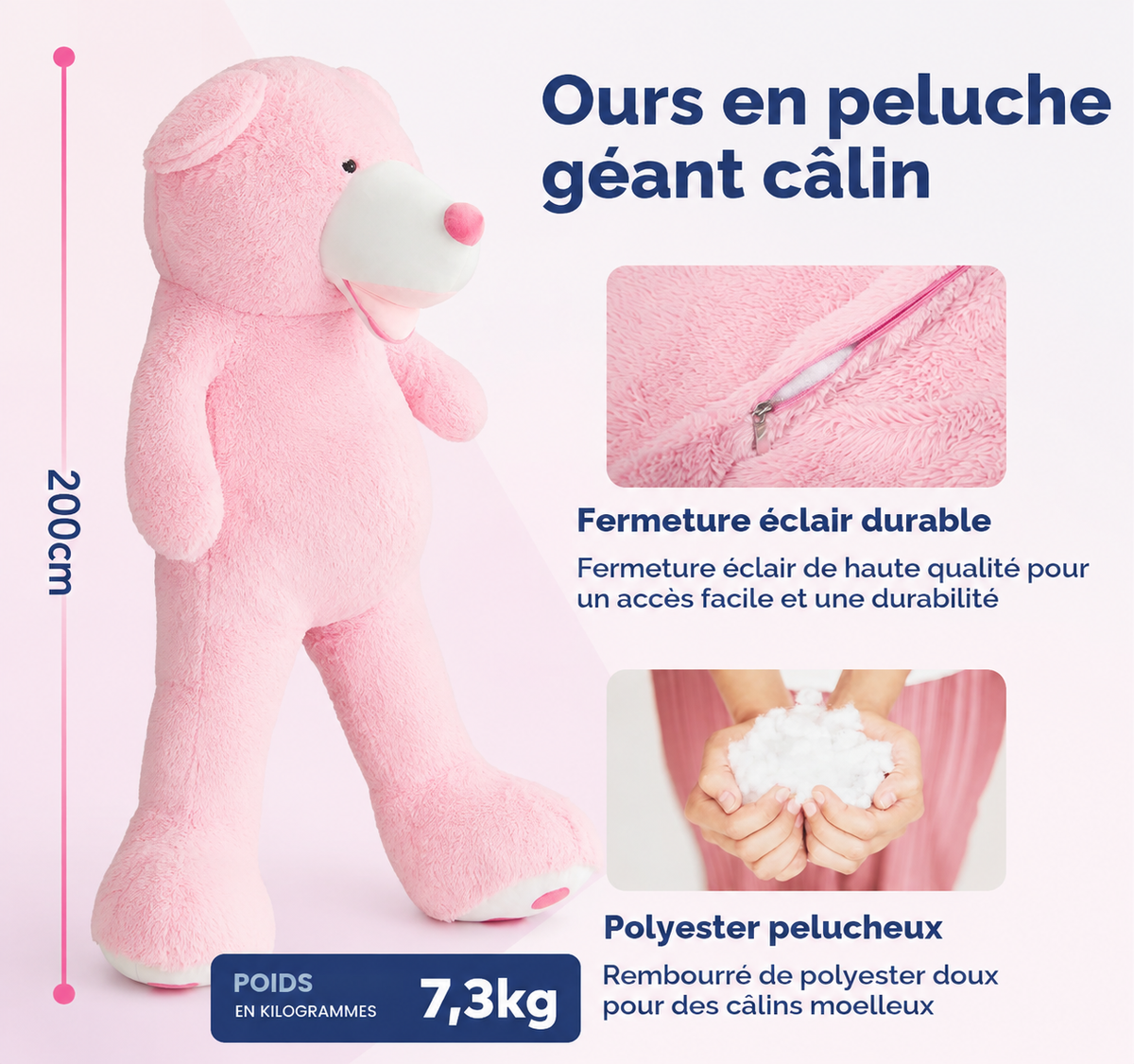 Ours rose XXL 200 cm